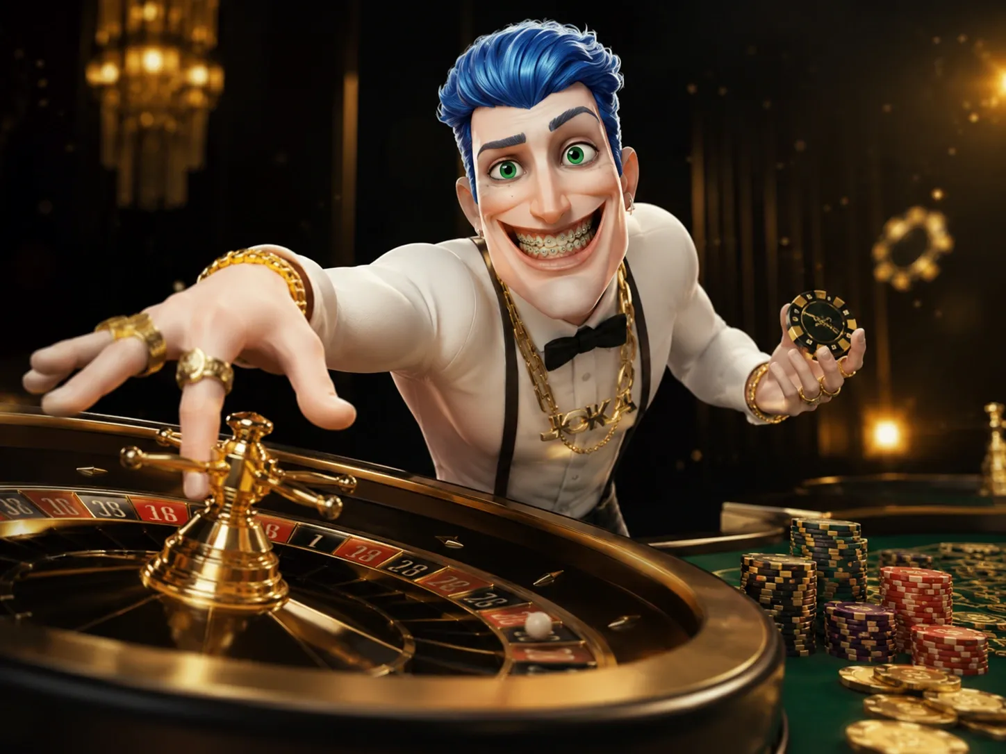 Roulette Casino Chips Golden Night